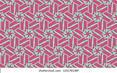 Vector layout with curved line, illusion triangles. Abstract hipster pattern. For your wallpaper, advert, banner, poster. Cherry color.