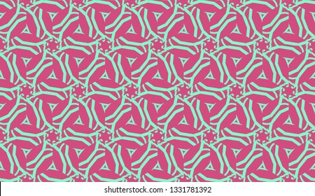 Vector layout with curved line, illusion triangles. Abstract hipster pattern. For your wallpaper, advert, banner, poster. Cherry color.