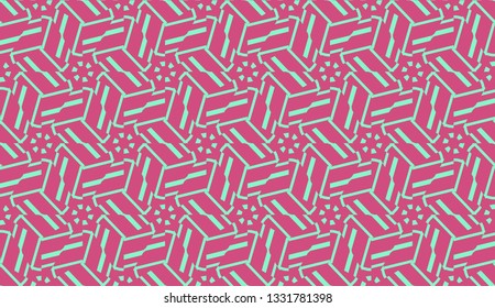 Vector layout with curved line, illusion triangles. Abstract hipster pattern. For your wallpaper, advert, banner, poster. Cherry color.