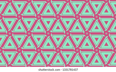 Vector layout with curved line, illusion triangles. Abstract hipster pattern. For your wallpaper, advert, banner, poster. Cherry color.