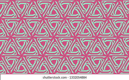 Vector layout with curved line, illusion triangles. Abstract hipster pattern. For your wallpaper, advert, banner, poster. Cherry color.