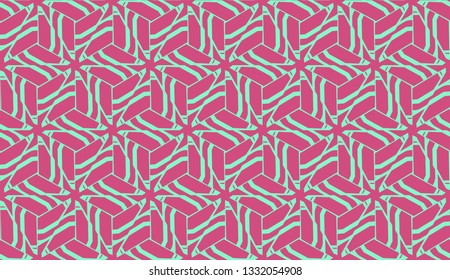 Vector layout with curved line, illusion triangles. Abstract hipster pattern. For your wallpaper, advert, banner, poster. Cherry color.
