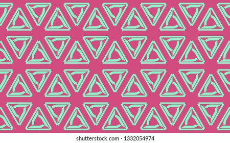 Vector layout with curved line, illusion triangles. Abstract hipster pattern. For your wallpaper, advert, banner, poster. Cherry color.