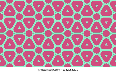 Vector layout with curved line, illusion triangles. Abstract hipster pattern. For your wallpaper, advert, banner, poster. Cherry color.