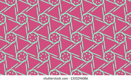 Vector layout with curved line, illusion triangles. Abstract hipster pattern. For your wallpaper, advert, banner, poster. Cherry color.