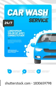 Vectordesign für Autowaschanlagen. Passt euch an Plakate, Flyer oder Banner an. A4-Größe.