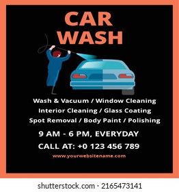 Vector layout design for car wash service. Adapt to the poster, flyer, or banner. A4 size, Car wash flyers decorated with car icon on washed. Vector template