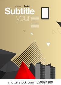 Vector Layout Design Template for Brochure / Web Page / Screen - Cellphone and City