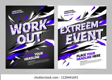Vector layout design template for extreem sport event, tournament or championship.