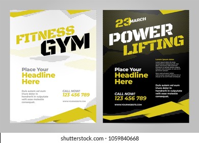 Vector Layout Design Template For Fitness Center, Powerlifting Or Other Sport Event.