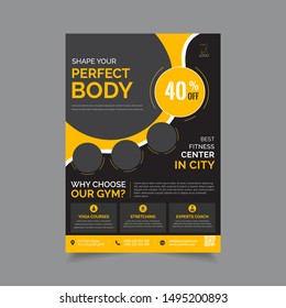 Vector Layout Design Template For Fitness Center Or Other Sport Event. 