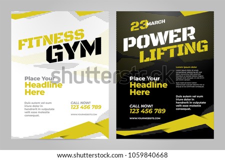 Vector layout design template for fitness center, powerlifting or other sport event.