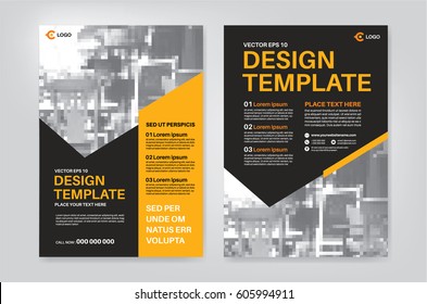 Vector Layout Design Template For Leaflet / Poster / Flyer / Pamphlet / Brochure With Photo Sample And Orange - Black Color Scheme, Template In A4 Size