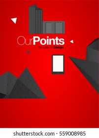 Vector Layout Design Template with a Phone and Buildings for Brochure / Web Page / Screen - City and Social Network