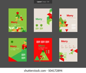 Vector Layout Design Template Set for Poster or Web Page or Screen - Merry Christmas