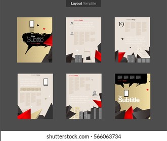 Vector Layout Design Template Set with Buildings for Brochure or Web Page or Screen