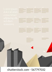 Vector Layout Design Template Set with Buildings for Brochure or Web Page or Screen