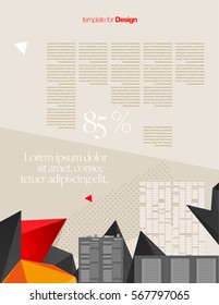 Vector Layout Design Template Set with Buildings for Brochure or Web Page or Screen