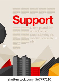 Vector Layout Design Template Set with Buildings for Brochure or Web Page or Screen