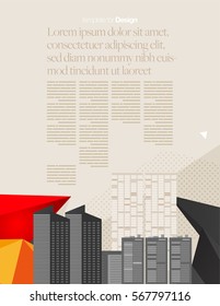 Vector Layout Design Template Set with Buildings for Brochure or Web Page or Screen