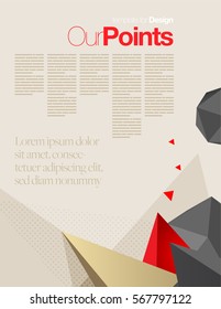 Vector Layout Design Template Set with Abstract Triangles for Brochure or Web Page or Screen