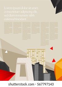 Vector Layout Design Template Set with Beijing City Buildings for Brochure or Web Page or Screen