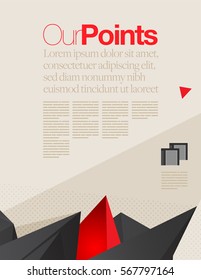 Vector Layout Design Template Set with Abstract Triangles for Brochure or Web Page or Screen