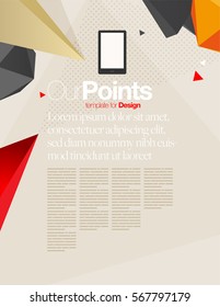 Vector Layout Design Template Set with a Smartphone for Book or Web Page or Screen