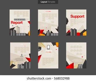 Vector Layout Design Template Set with Buildings for Book or Web Page or Screen
