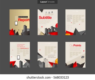 Vector Layout Design Template Set with Buildings for Book or Web Page or Screen