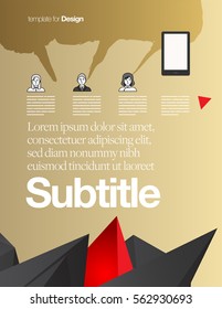 Vector Layout Design Template with Smartphone and People for Brochure or Web Page or Screen