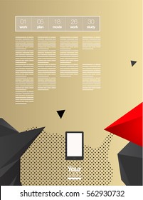 Vector Layout Design Template with Smartphone for Brochure or Web Page or Screen