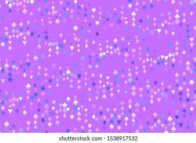  vector layout with elements of cards. Illustration with set of hearts, spades, clubs, diamonds. Pattern for booklets, leaflets of gambling houses.