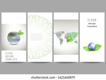 Vector layout of flyer, banner design templates for website advertising design, vertical flyer design, website decoration. Save Earth planet concept. Sustainable development global business concept.