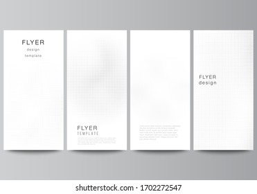Diseño vectorial de volante, plantillas de diseño de banners para el diseño de publicidad de sitios web, diseño vertical de volante, decoración de sitios web. Decoración de efecto semitontónico con puntos. Patrón con puntos para el estilo de grunge.