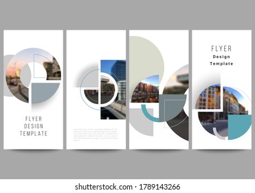 Vector layout of flyer, banner design templates for website advertising design, vertical flyer, website decoration. Background with abstract circle round banners. Corporate business concept template.