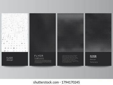 Vector layout of flyer, banner design templates for website advertising design, vertical flyer design, website decoration. Halftone effect decoration with dots. Dotted pattern for grunge style