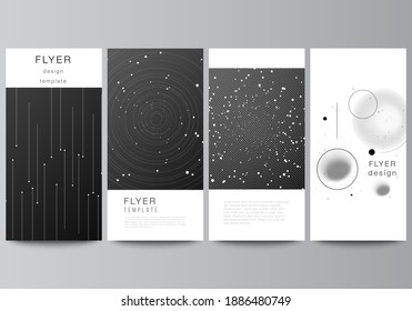 Vector layout of flyer, banner design templates for website advertising design, vertical flyer design, website decoration backgrounds. Tech science future background, space design astronomy concept