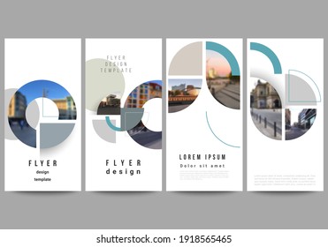 Vector layout of flyer, banner design templates for website advertising design, vertical flyer, website decoration. Background with abstract circle round banners. Corporate business concept template.