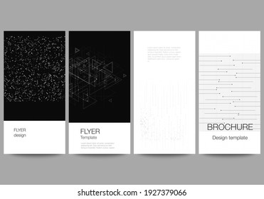 Vector layout of flyer, banner design templates for website advertising design, vertical flyer design. Abstract technology black color science background. Digital data visualization. High tech concept