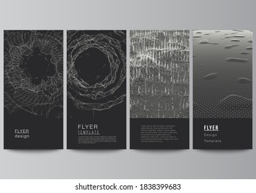 Vector layout of flyer, banner templates for website advertising design, vertical flyer design, website decoration. Abstract 3d digital backgrounds for futuristic minimal technology concept design.
