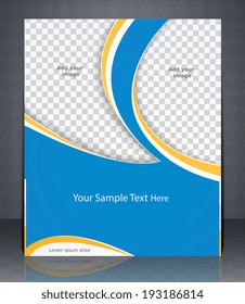 Vector layout flyer, magazine cover, or corporate design template advertisement, blue color. 