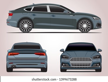 vector layout German grey vehicle liftback. Audi A5.