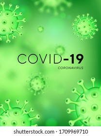 Vector Layout Of Green Cover Mockups Templates For Brochure, Flyer Layout, Booklet, Cover Design, Book Design. 3d Medical Background Of Corona Virus. Covid 19, Coronavirus Infection. Virus Concept