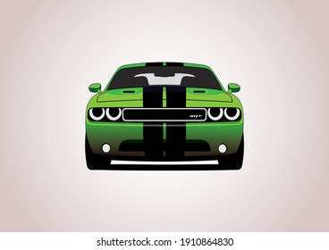 vector layout of the green muscle car. Dodge Challenger.