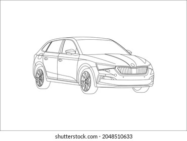 vector layout of the hatchback contour drawing