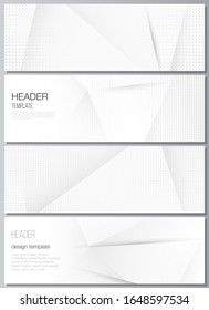 Vector layout of headers, banner design template for website footer design, horizontal flyer design, website header backgrounds. Halftone dotted background with gray dots, abstract gradient background
