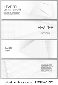 Vector layout of headers, banner design template for website footer design, horizontal flyer design, website header backgrounds. Halftone dotted background with gray dots, abstract gradient background