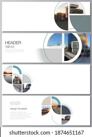 Vector layout of headers, banner design templates for website footer design, horizontal flyer design, website header. Background with abstract circle round banners. Corporate business concept template