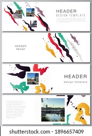 Vector layout of headers, banner design templates for website footer design, horizontal flyer design, website header backgrounds, creative agency, corporate, business, portfolio, pitch deck, startup.